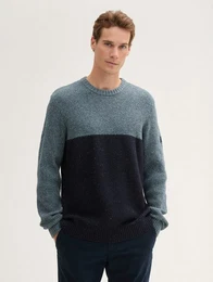 Strickpullover Strickpullover mit Strukturmix mit Logo Badge