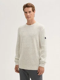 Strickpullover Strickpullover mit Strukturmix mit Logo Badge