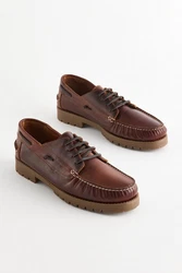 Next Schnürschuh Bootsschuh Rot/Braun/Dunkelrot/Bordeaux/Beige