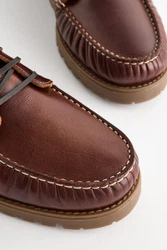 Next Schnürschuh Bootsschuh Rot/Braun/Dunkelrot/Bordeaux/Beige