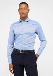 Eterna Langarmhemd SLIM FIT EASY IRON Hellblau/Blau