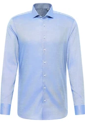 Eterna Langarmhemd SLIM FIT EASY IRON Hellblau/Blau