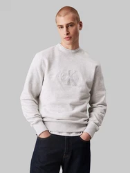 Calvin Klein Jeans Sweatshirt CHENILLE MONOLOGO CREW NECK Grau/Hellgrau/Silber
