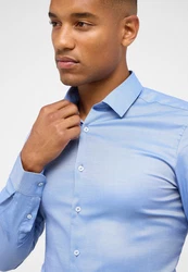 Eterna Langarmhemd SUPER SLIM EASY IRON Hellblau/Blau