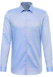 Eterna Langarmhemd SUPER SLIM EASY IRON Hellblau/Blau