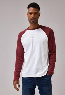 STREET ONE MEN Langarmhemd Dunkelrot/Bordeaux/Rosa/Rot
