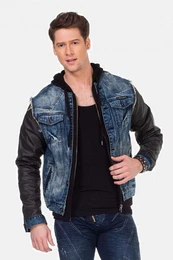 Jeansjacke Jacke mit Metall Patch am Oberarm, C-1290
