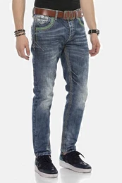 Straight-Jeans DENIM bequeme Jeans mit aufflligen Ziernhten, CD597