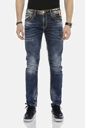 Regular-fit-Jeans DENIM bequeme Jeans mit breiten Ziernhten, CD593