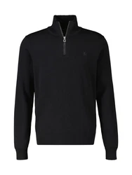 LERROS Strickpullover Flachstrick-Troyer mit Reißverschlusskragen Schwarz