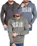 Jack & Jones Kapuzensweatshirt Logoprint Grau/Dunkelgrau/Hellblau/Dunkelblau