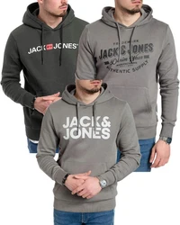 Jack & Jones Kapuzensweatshirt Logoprint Grau/Dunkelgrau/Braun/Dunkelgrün