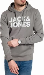 Jack & Jones Kapuzensweatshirt Logoprint Grau/Dunkelgrau/Hellblau/Dunkelblau
