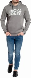 Jack & Jones Kapuzensweatshirt Logoprint Grau/Dunkelgrau/Hellblau/Dunkelblau