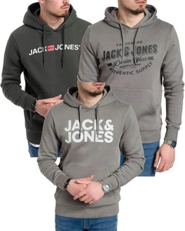Jack & Jones Kapuzensweatshirt Logoprint Grau/Dunkelgrau/Braun/Dunkelgrün