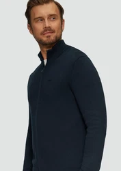 s.Oliver Strickjacke mit Stehkragen Rippblende Dunkelblau