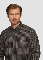 s.Oliver Langarmhemd Regular Fit mit Button-Down-Kragen Braun/Dunkelbraun/Dunkelgrün/Rot