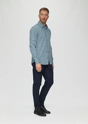 s.Oliver Langarmhemd Slim Fit Blau/Hellblau