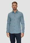 s.Oliver Langarmhemd Slim Fit Blau/Hellblau