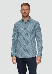 s.Oliver Langarmhemd Slim Fit Blau/Hellblau