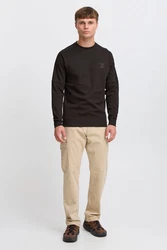 Indicode Rundhalspullover IDAlbix Sweatshirt Schwarz/Dunkelgrau/Beige