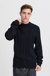 Casual Friday Strickpullover CFKARL Cable Crew Neck Knit Dunkelblau/Schwarz/Blau