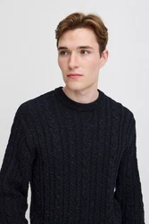 Casual Friday Strickpullover CFKARL Cable Crew Neck Knit Dunkelblau/Schwarz/Blau