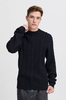 Casual Friday Strickpullover CFKARL Cable Crew Neck Knit Dunkelblau/Schwarz/Blau