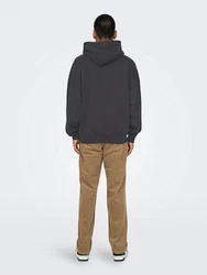ONLY & SONS Hoodie Kapuzenpullover loose fit Kängurutasche Kapuze langarm (8157) Dunkelgrau (8157)