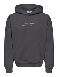 ONLY & SONS Hoodie Kapuzenpullover loose fit Kängurutasche Kapuze langarm (8157) Dunkelgrau (8157)
