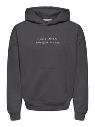 Hoodie Kapuzenpullover loose fit Kngurutasche Kapuze langarm 8157 in Dunkelgrau