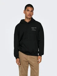 ONLY & SONS Hoodie Kapuzenpullover loose fit Kängurutasche Kapuze langarm (8157) Schwarz (8157)