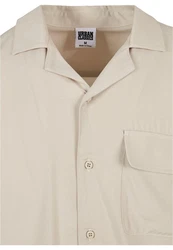 URBAN CLASSICS Langarmhemd Viscose Camp Shirt Khaki/Beige