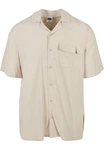 URBAN CLASSICS Langarmhemd Viscose Camp Shirt Khaki/Beige