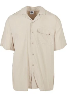 URBAN CLASSICS Langarmhemd Viscose Camp Shirt Khaki/Beige URBAN CLASSICS Langarmhemd Viscose Camp Shirt Khaki/Beige