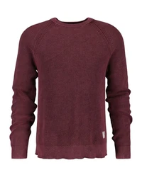Gant Rundhalspullover WASHED RIB C-NECK Dunkelrot/Bordeaux
