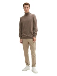TOM TAILOR Strickpullover Rollkragenpullover Regular Fit Grau/Braun/Khaki/Beige/Dunkelbraun