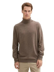 TOM TAILOR Strickpullover Rollkragenpullover Regular Fit Grau/Braun/Khaki/Beige/Dunkelbraun