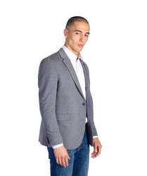 Denim Distriqt Jerseysakko Sportlich Jersey Sakko mit Stretch Antracite