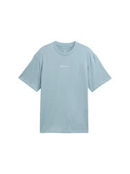 TOM TAILOR Denim T-Shirt mit Logo Print Blau/Hellblau
