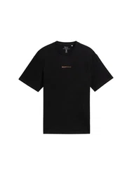 TOM TAILOR Denim T-Shirt mit Logo Print Schwarz