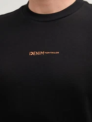 TOM TAILOR Denim T-Shirt mit Logo Print Schwarz
