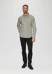 s.Oliver Langarmhemd Slim Fit Grün/Dunkelgrün