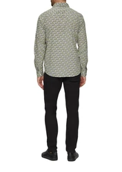 s.Oliver Langarmhemd Slim Fit Grün/Dunkelgrün