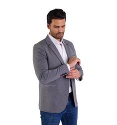 Denim Distriqt Jerseysakko Sportliches Herren Jersey Sakko mit besonderen Details Antracite