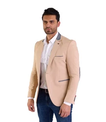 Denim Distriqt Jerseysakko Sportliches Herren Jersey Sakko mit besonderen Details Apricot