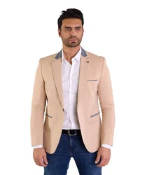 Denim Distriqt Jerseysakko Sportliches Herren Jersey Sakko mit besonderen Details Apricot