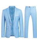 Allthemen Anzug Slim Fit Business Herrenanzug Hellblau/Blau