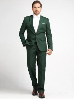 Allthemen Anzug Slim Fit Business Herrenanzug Dunkelgrün/Grün