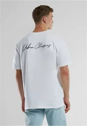 URBAN CLASSICS T-Shirt UC Signature Logo Tall Tee Weiß/Grau/Creme/Hellblau